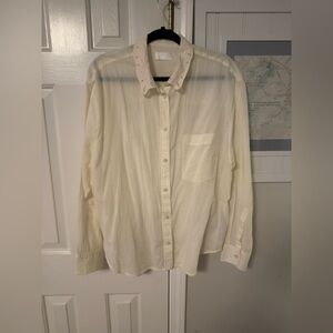 7 for all Mankind Women’s  Cream Button-Up Shirt SZ L